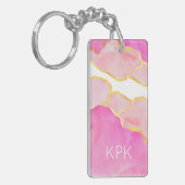 Elegante Abstracte Roze Goud Wit Moderne INITIALEN Sleutelhanger (Voorkant Links)