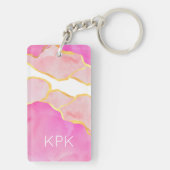 Elegante Abstracte Roze Goud Wit Moderne INITIALEN Sleutelhanger (achterkant)