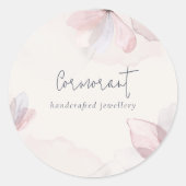 Elegante Abstracte Roze Waterverf Bloem Business Ronde Sticker (Voorkant)
