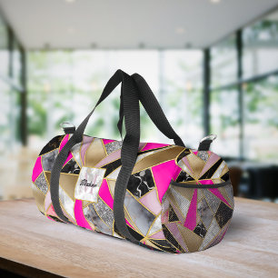 Elegante abstracte roze zwarte geometrische plunjezak