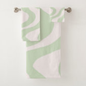 Elegante Abstracte Sage Green Marble Wavy Stripe Bad Handdoek (Insitu)