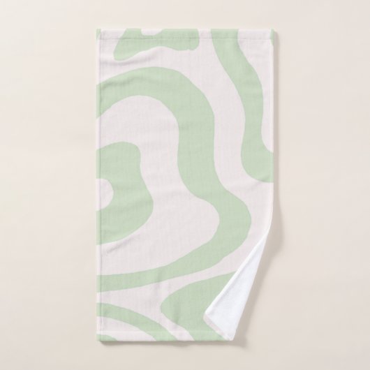 Elegante Abstracte Sage Green Marble Wavy Stripe Bad Handdoek (Handdoek)
