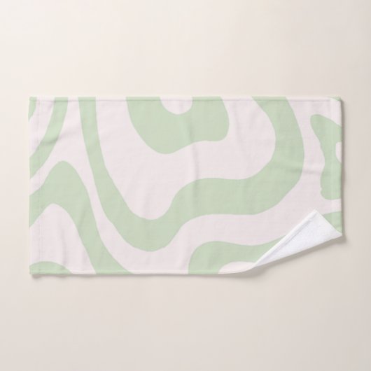 Elegante Abstracte Sage Green Marble Wavy Stripe Bad Handdoek (Handdoek)