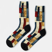 Elegante Abstracte Sokken: Retro geometrisch ontwe Sokken (Links)