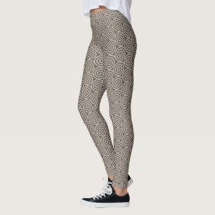 Elegante abstracte spiraal cirkels op bruin leggings