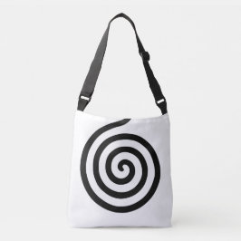 Elegante Abstracte Spiraalcirkel in Zwart & Wit Cr Crossbody Tas