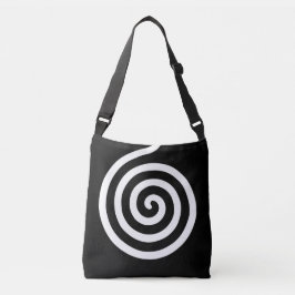 Elegante Abstracte Spiraalcirkel in Zwart & Wit Crossbody Tas