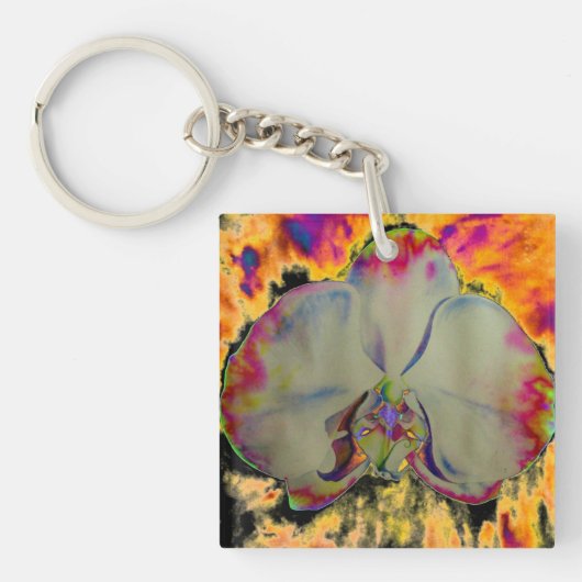 Elegante abstracte tropische bloemen sleutelhanger (Voorkant)
