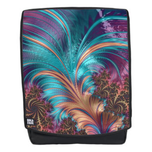 Elegante Abstracte Turkoois & Paarse Veren Rugtassen