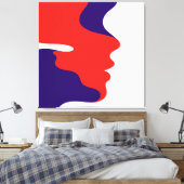 Elegante Abstracte vloeiende rode en Paarse gezich Canvas Afdruk (Insitu (Slaapkamer))