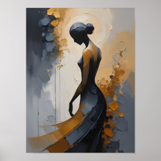Elegante abstracte wandkunst van een vrouw poster