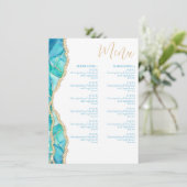 Elegante Abstracte Waterverf Blauw Goud Restaurant Menu (Staand voorkant)