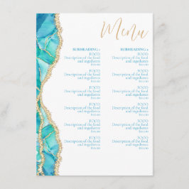 Elegante Abstracte Waterverf Blauw Goud Restaurant Menu