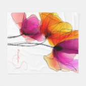 Elegante Abstracte Waterverf Bloemstuk Aangepast Fleece Deken (Voorkant (Horizontaal))