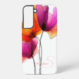 Elegante Abstracte Waterverf Bloemstuk Aangepast Samsung Galaxy Hoesje