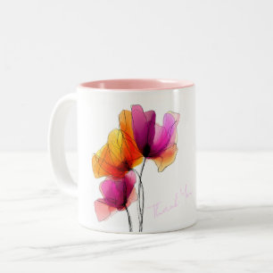 Elegante Abstracte Waterverf Bloemstuk Aangepast Tweekleurige Koffiemok