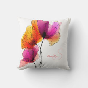 Elegante Abstracte Waterverf Bloemstuk Custom Kussen