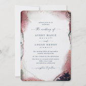 Elegante Abstracte Waterverf Bourgogne Navy Bruilo Kaart (Voorkant)