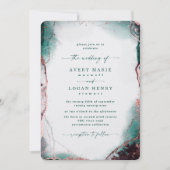 Elegante Abstracte Waterverf Emerald Green Wedding Kaart (Voorkant)