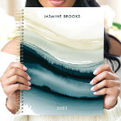 Elegante Abstracte Waterverf Golven Aangepaste Naa Planner