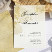 Elegante Abstracte Waterverf gouden bruiloft Kaart