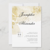 Elegante Abstracte Waterverf gouden bruiloft Kaart (Voorkant)