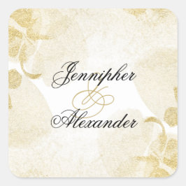 Elegante Abstracte Waterverf gouden bruiloft Vierkante Sticker