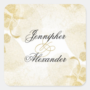 Elegante Abstracte Waterverf gouden bruiloft Vierkante Sticker