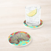 Elegante abstracte waterverf orchidee schilderij zandsteen onderzetter (Zijkant)