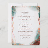 Elegante Abstracte Waterverf Terra Cotta bruiloft Kaart (Voorkant)