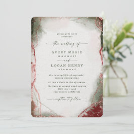 Elegante Abstracte Waterverf Terra Rosa Wedding Kaart