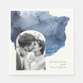 Elegante Abstracte Waterverf Trouwfoto Custom Servet (Voorkant)
