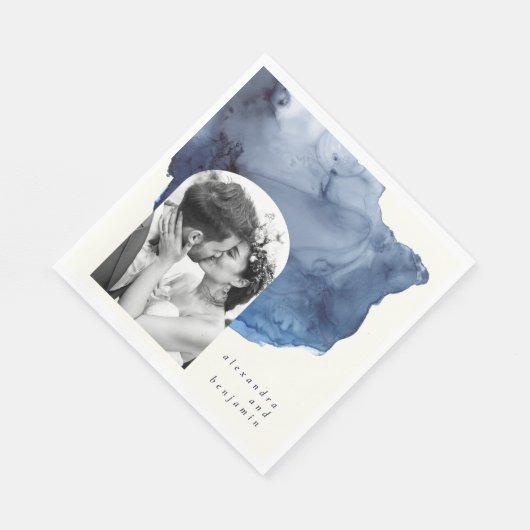 Elegante Abstracte Waterverf Trouwfoto Custom Servet (Hoek)