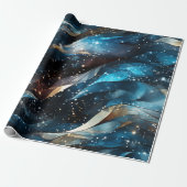 Elegante Abstracte Winter Navy Glitter Cadeaupapier (Uitgerold)