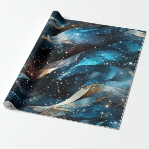 Elegante Abstracte Winter Navy Glitter Cadeaupapier