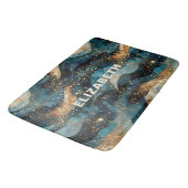 Elegante Abstracte Winter Navy Gold Glitter Badmat (Gekanteld)