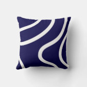 Elegante Abstracte Witte Lijnen op Donkerblauw Kussen (Achterkant)