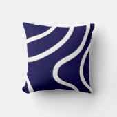 Elegante Abstracte Witte Lijnen op Donkerblauw Kussen (Voorkant)