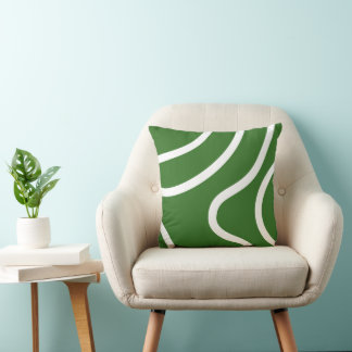 Elegante Abstracte Witte Lijnen op Groene Achtergr Kussen
