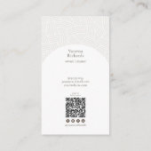 Elegante Abstracte Witte Weave Business QR-code Visitekaartje (Achterkant)