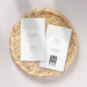 Elegante Abstracte Witte Weave Business QR-code Visitekaartje