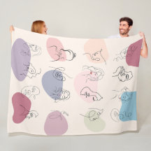 Elegante Abstracte Woman Line Art Fleece Deken