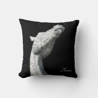 Elegante Abstracte Zilveren Paard Zwarte Gepersona Kussen