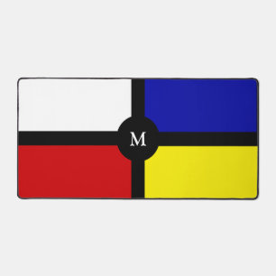 Elegante abstracte zwart, blauw, rood, geel & wit bureaumat
