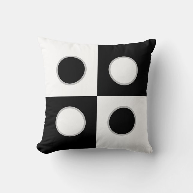 Elegante abstracte zwarte en witte cirkels en vier kussen (Voorkant)