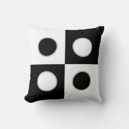 Elegante Abstracte Zwarte en Witte Cirkels & Vierk Kussen