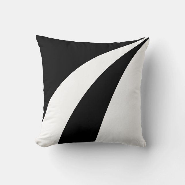 Elegante abstracte zwarte en witte golven kussen (Voorkant)