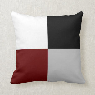 Elegante Abstracte Zwarte, Rode, Grijze en Witte V Kussen