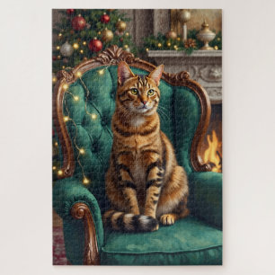 Elegante Abyssijnse kat koninklijke vakantieportre Legpuzzel