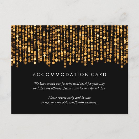 Elegante accommodatie Moderne gouden lichten Briefkaart (Voorkant)